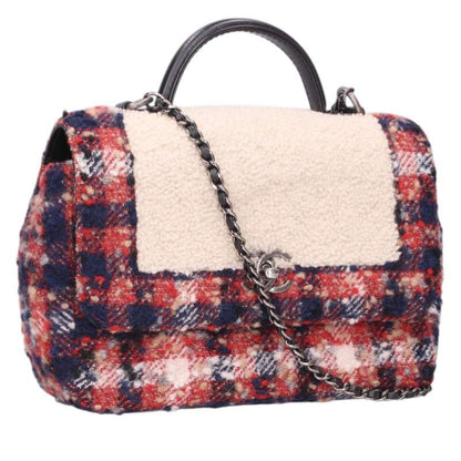CHANEL A57214 Tweed Top Handle Single Flap Bag Size ONE SIZE