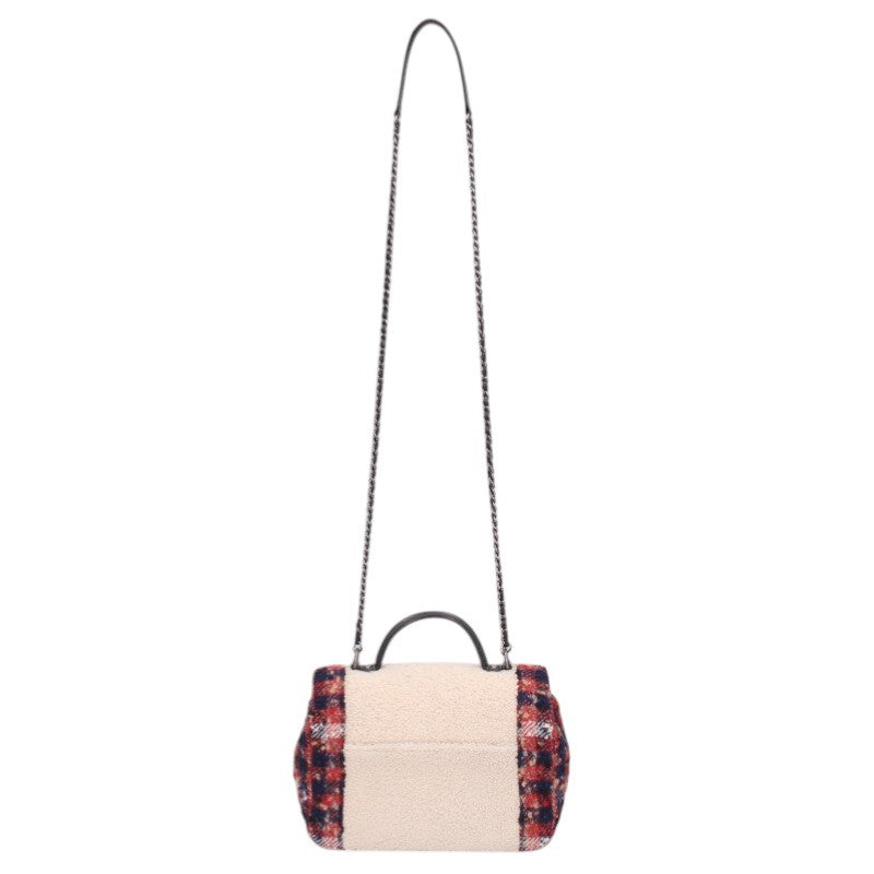 CHANEL A57214 Tweed Top Handle Single Flap Bag Size ONE SIZE
