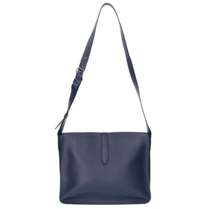 HERMES Steve Light Togo Leather Flap Bag Navy Size ONE SIZE
