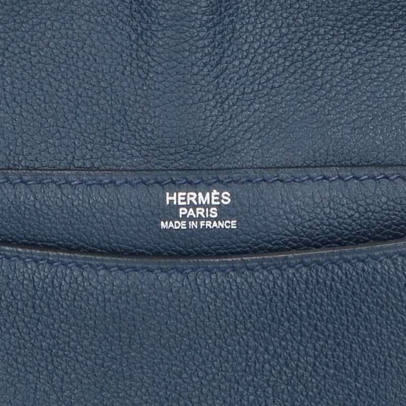 HERMES Steve Light Togo Leather Flap Bag Navy Size ONE SIZE