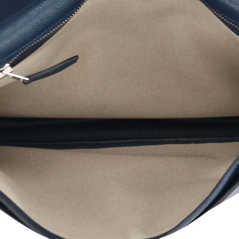 HERMES Steve Light Togo Leather Flap Bag Navy Size ONE SIZE