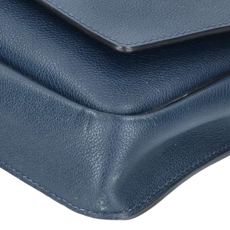 HERMES Steve Light Togo Leather Flap Bag Navy Size ONE SIZE
