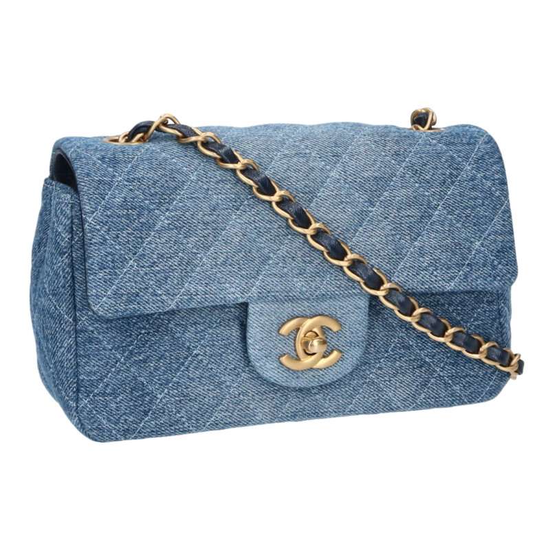 CHANEL Mini Matelasse 20 Gradient Denim Chain Bag Size 20