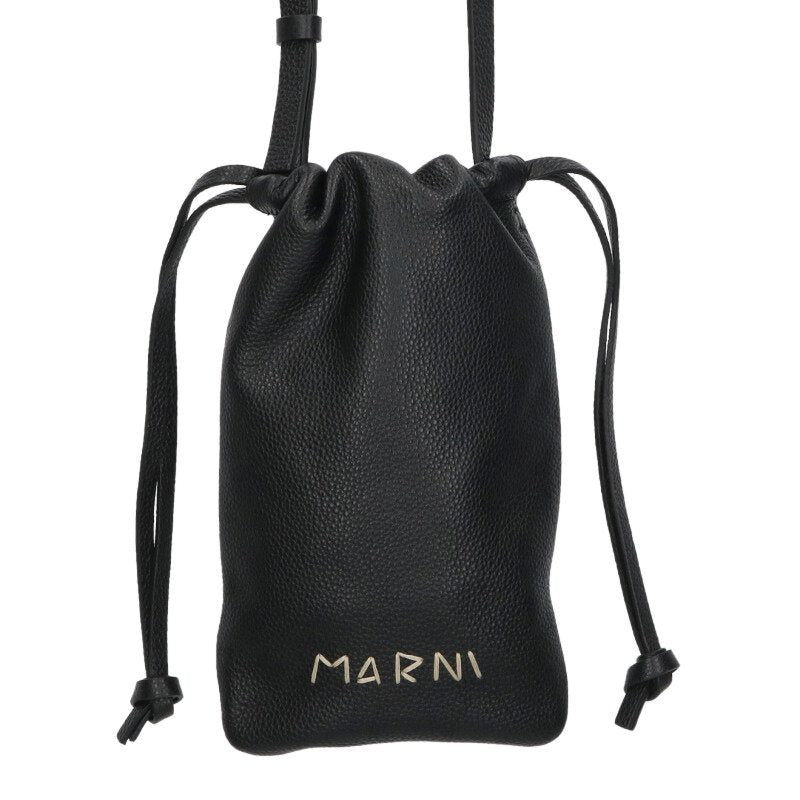 Marni Leather Phone Case Shoulder Bag Black