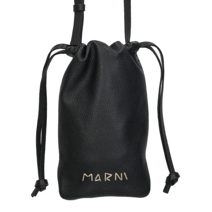 Marni Leather Phone Case Shoulder Bag Black