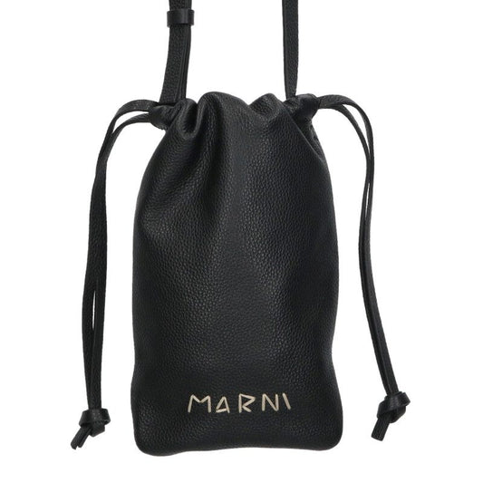 Marni Leather Phone Case Shoulder Bag Black