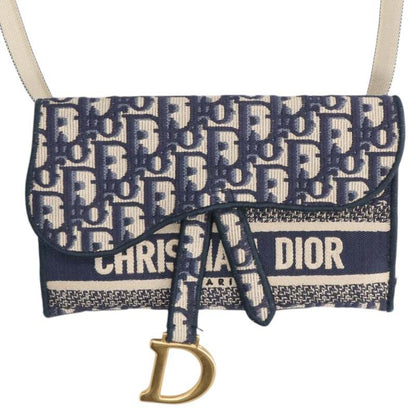 DIOR Oblique Saddle Slim Shoulder Bag Navy Size ONE SIZE