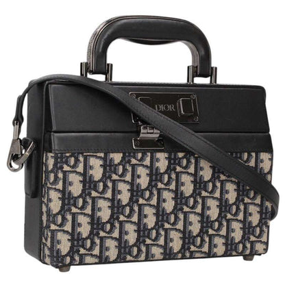 DIOR Oblique Lock Box 2-Way Shoulder Bag Beige Size ONE SIZE