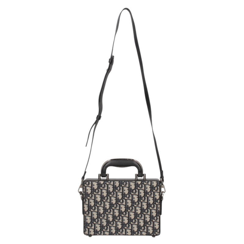 DIOR Oblique Lock Box 2-Way Shoulder Bag Beige Size ONE SIZE