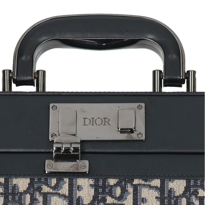 DIOR Oblique Lock Box 2-Way Shoulder Bag Beige Size ONE SIZE