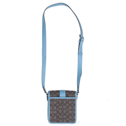COACH Canvas Leather Shoulder Bag Light Blue Size ONE SIZE