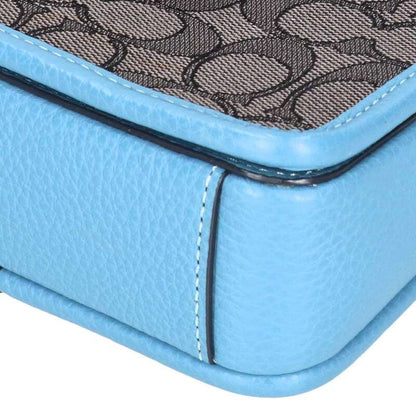 COACH Canvas Leather Shoulder Bag Light Blue Size ONE SIZE