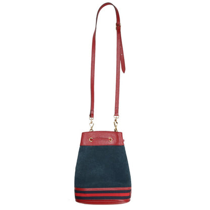 GUCCI Suede Shoulder Bag Navy Red Multi Size ONE SIZE