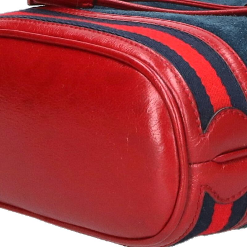 GUCCI Suede Shoulder Bag Navy Red Multi Size ONE SIZE