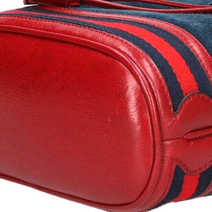 GUCCI Suede Shoulder Bag Navy Red Multi Size ONE SIZE
