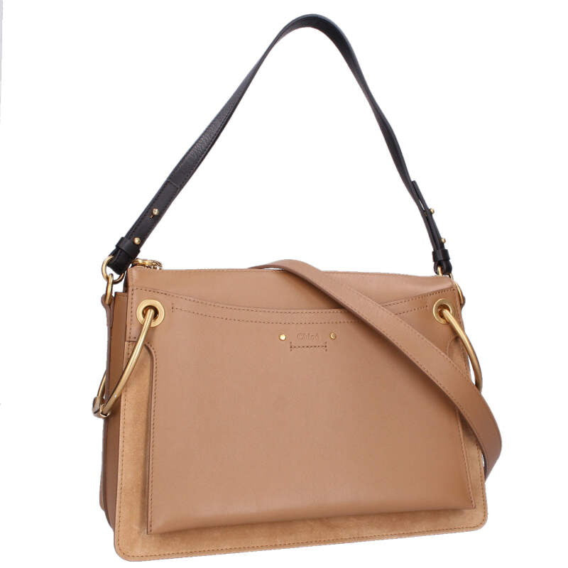 Chloe Roy 2-Way Leather Shoulder Bag Beige Size ONE SIZE