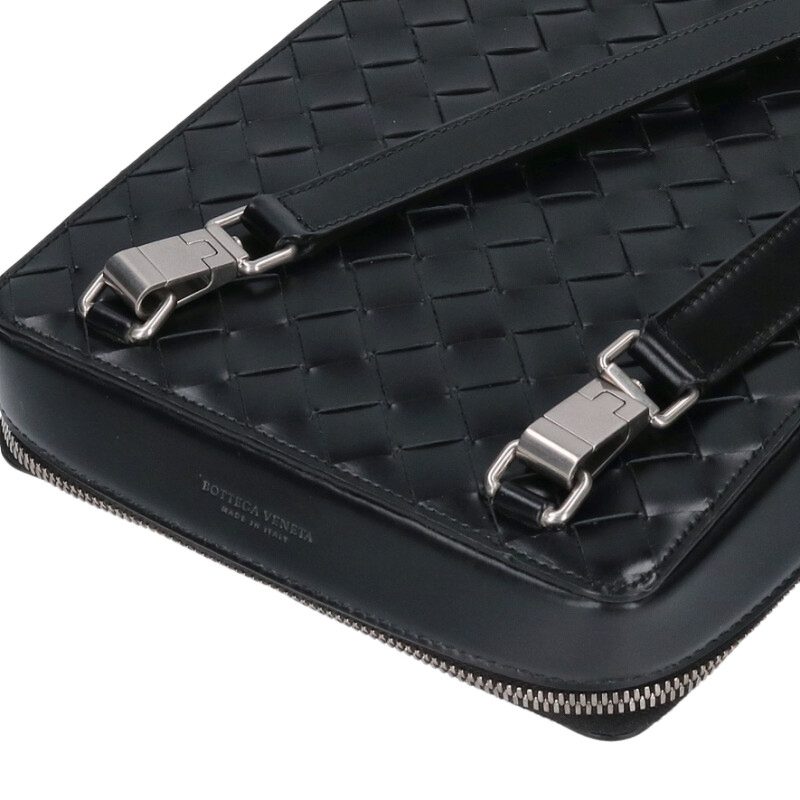 BOTTEGA VENETA Intrecciato Leather Shoulder Size ONE Black
