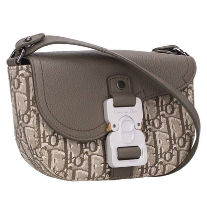DIOR Oblique Saddle Shoulder Bag Khaki Size ONE SIZE