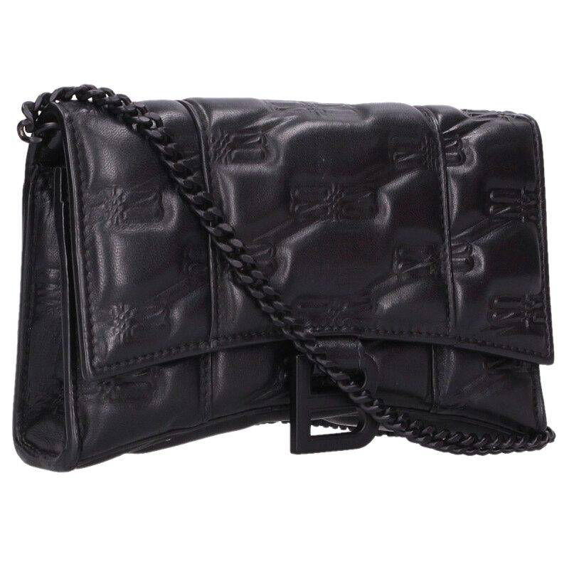 BALENCIAGA HOURGLASS BB Embossed Chain Wallet Size ONE SIZE