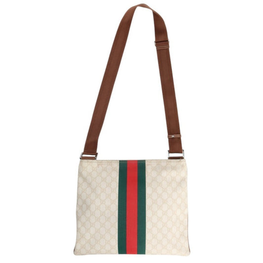 GUCCI GG Supreme Shoulder Bag White/Brown Size ONE SIZE