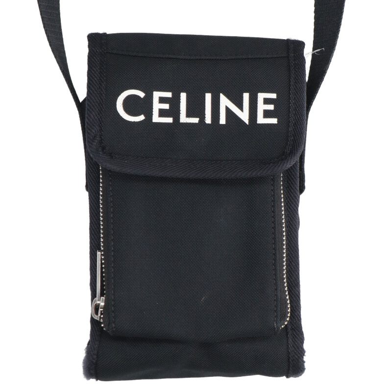 CELINE Flap Mobile Pouch Shoulder Bag Black Size ONE SIZE