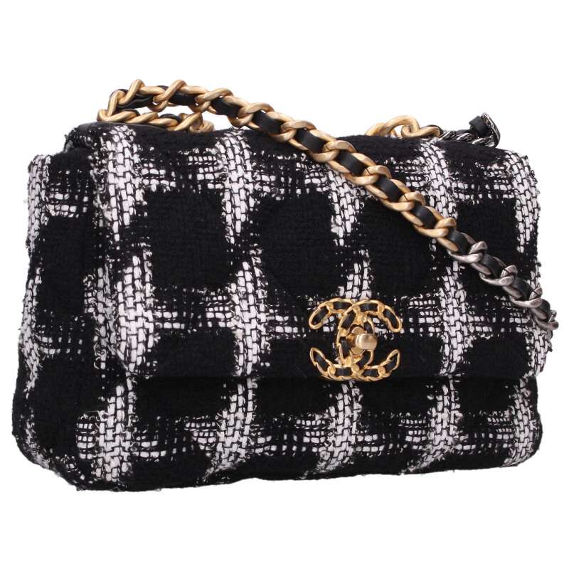 CHANEL 19 Coco Mark Tweed Chain Shoulder Bag Size ONE SIZE