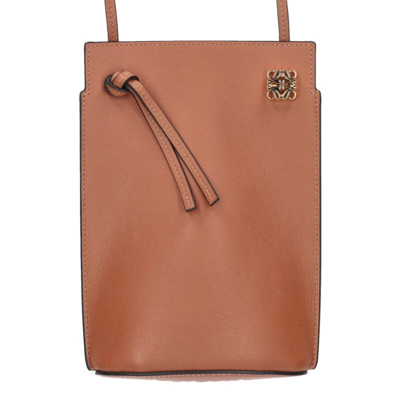 LOEWE Dice Pocket Leather Shoulder Bag Brown Size ONE SIZE