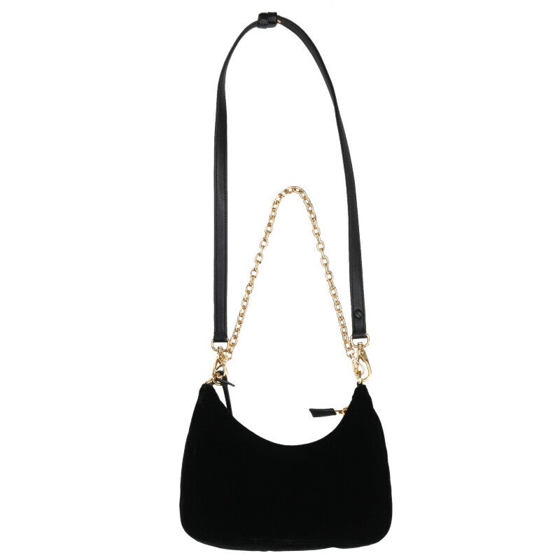 PRADA 1BC204 Triangle Logo Velvet Chain Bag Size ONE SIZE