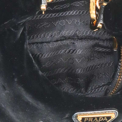 PRADA 1BC204 Triangle Logo Velvet Chain Bag Size ONE SIZE