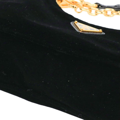 PRADA 1BC204 Triangle Logo Velvet Chain Bag Size ONE SIZE