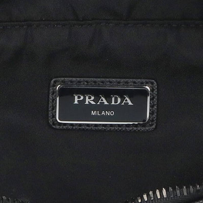 PRADA Black Fur Trim Nylon Shoulder Bag Size ONE SIZE