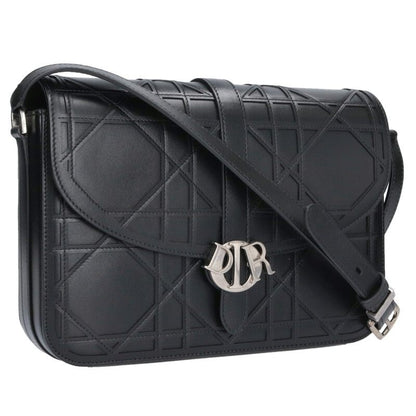 DIOR Cannage Cosmo Leather Shoulder Bag Black Size ONE SIZE