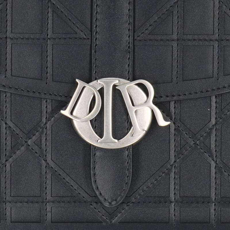 DIOR Cannage Cosmo Leather Shoulder Bag Black Size ONE SIZE