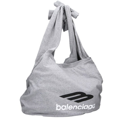 BALENCIAGA Logo Print Jersey Hobo Bag Gray Size ONE SIZE