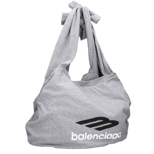 BALENCIAGA Logo Print Jersey Hobo Bag Gray Size ONE SIZE