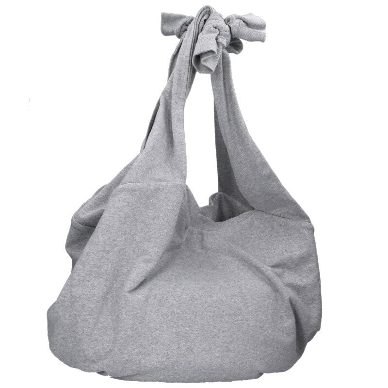 BALENCIAGA Logo Print Jersey Hobo Bag Gray Size ONE SIZE