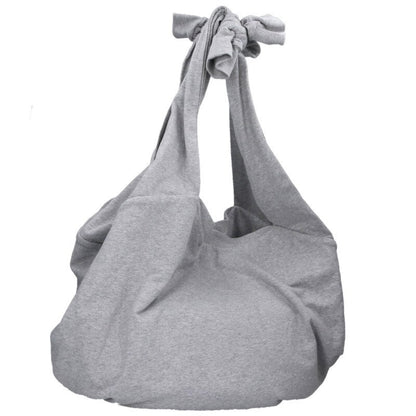BALENCIAGA Logo Print Jersey Hobo Bag Gray Size ONE SIZE