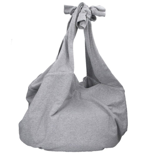 BALENCIAGA Logo Print Jersey Hobo Bag Gray Size ONE SIZE