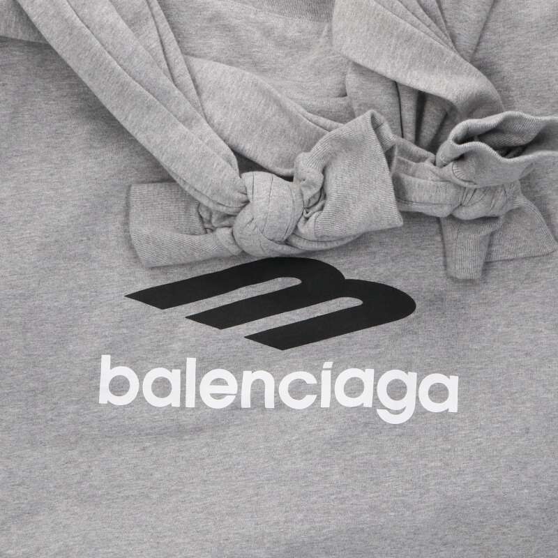 BALENCIAGA Logo Print Jersey Hobo Bag Gray Size ONE SIZE