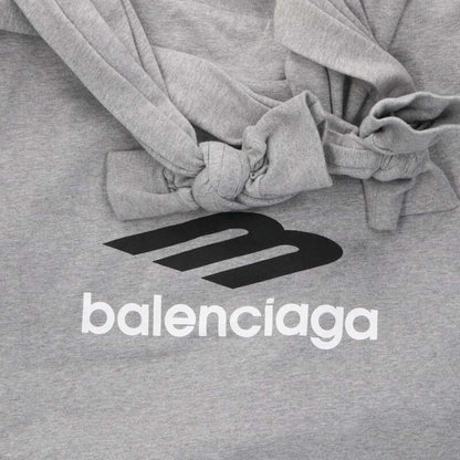 BALENCIAGA Logo Print Jersey Hobo Bag Gray Size ONE SIZE
