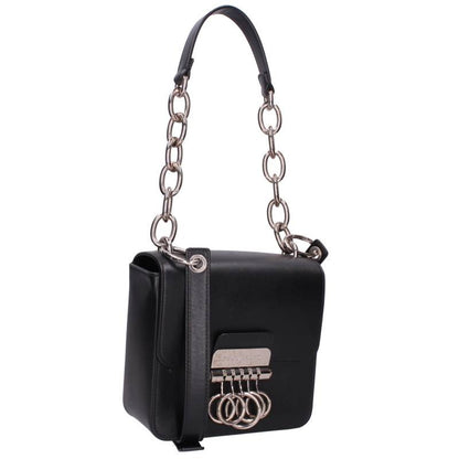 DSQUARED2 Black/Silver Keyring Leather Chain Size ONE SIZE