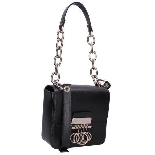 DSQUARED2 Black/Silver Keyring Leather Chain Size ONE SIZE