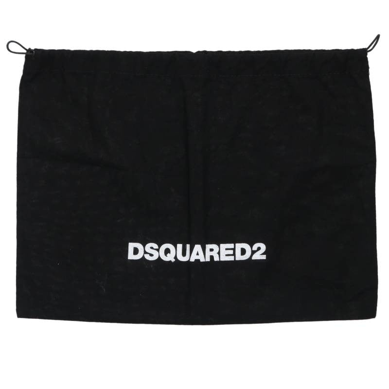 DSQUARED2 Black/Silver Keyring Leather Chain Size ONE SIZE