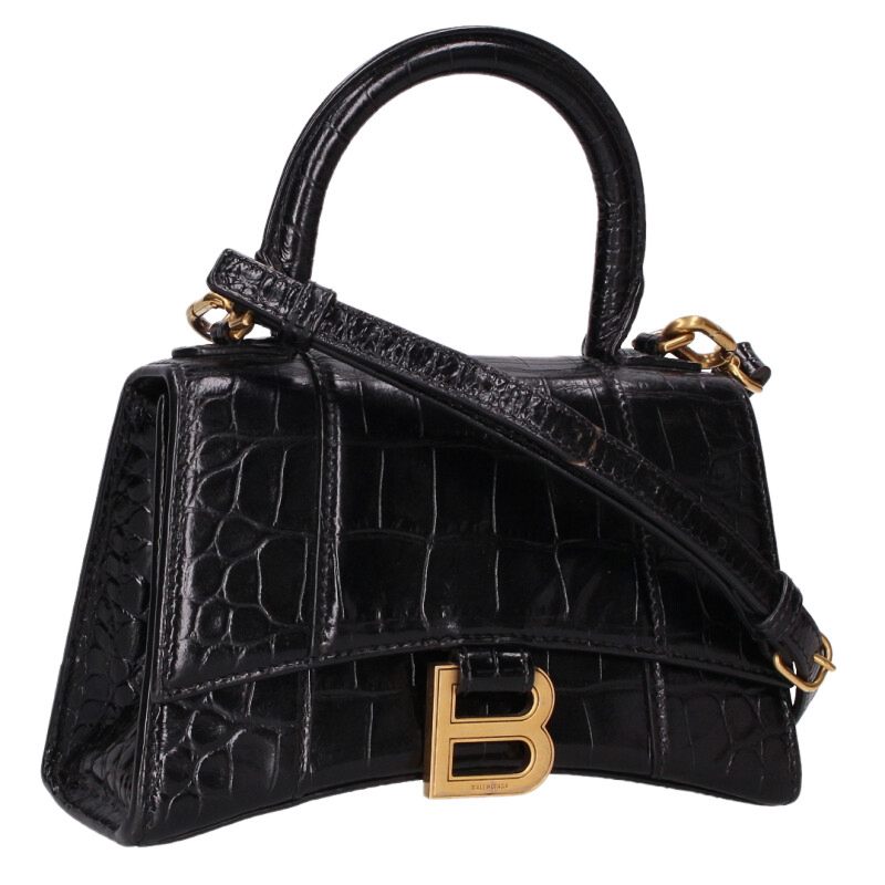 BALENCIAGA Hourglass XS Leather Shoulder Bag Size ONE SIZE