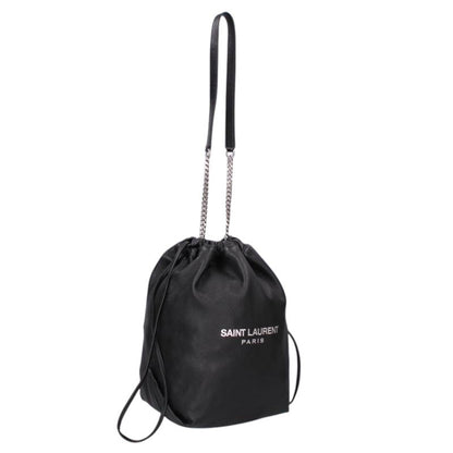 SAINT LAURENT PARIS Teddy Drawstring Bag Black Size ONE SIZE