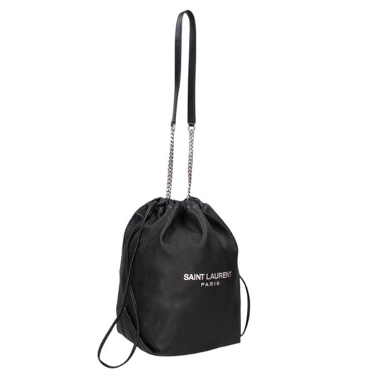 SAINT LAURENT PARIS Teddy Drawstring Bag Black Size ONE SIZE