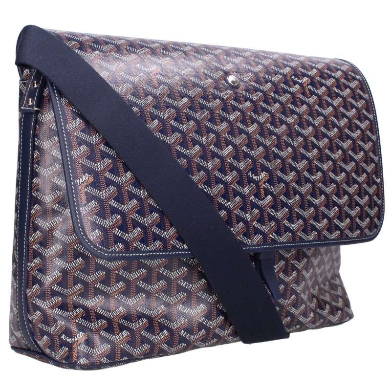 GOYARD Capetien MM PVC Coated Leather Bag Navy Size MM