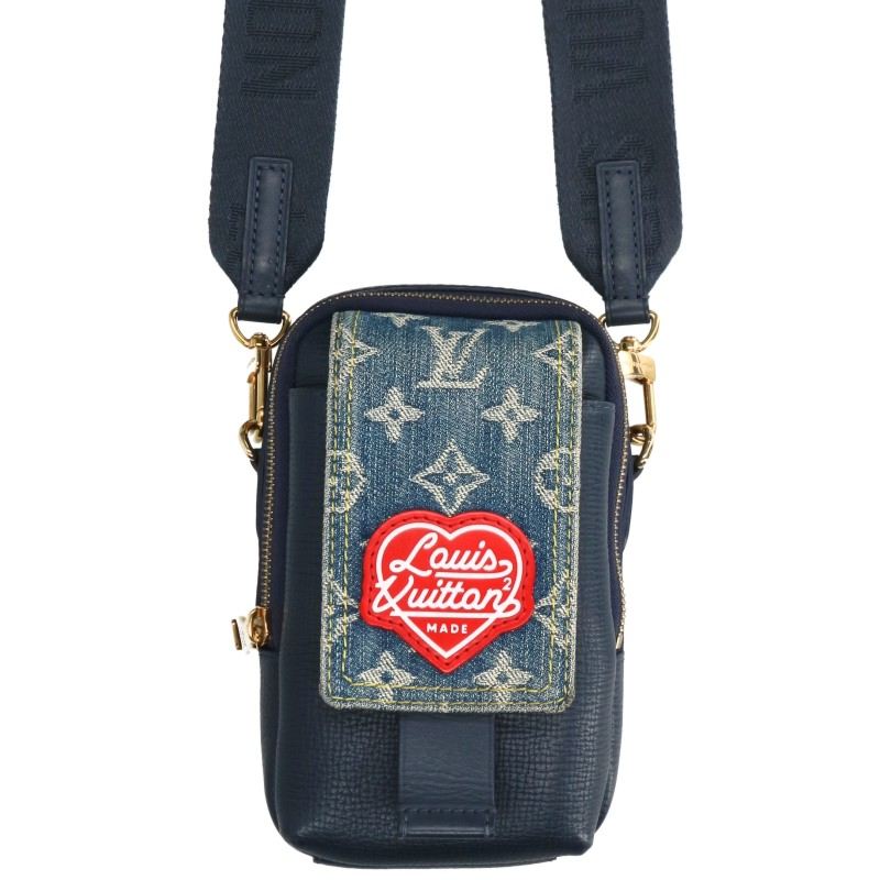 LOUISVUITTON NIGO Monogram Denim Double Phone Pouch Blue