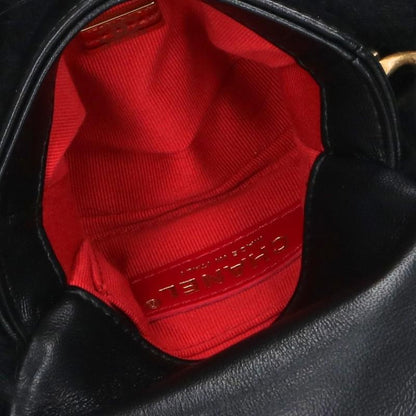 CHANEL Shearling Fur Turnlock Chain Bag Black Size ONE SIZE