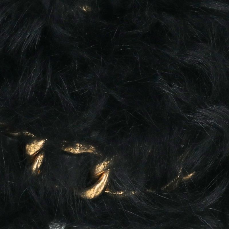 CHANEL Shearling Fur Turnlock Chain Bag Black Size ONE SIZE